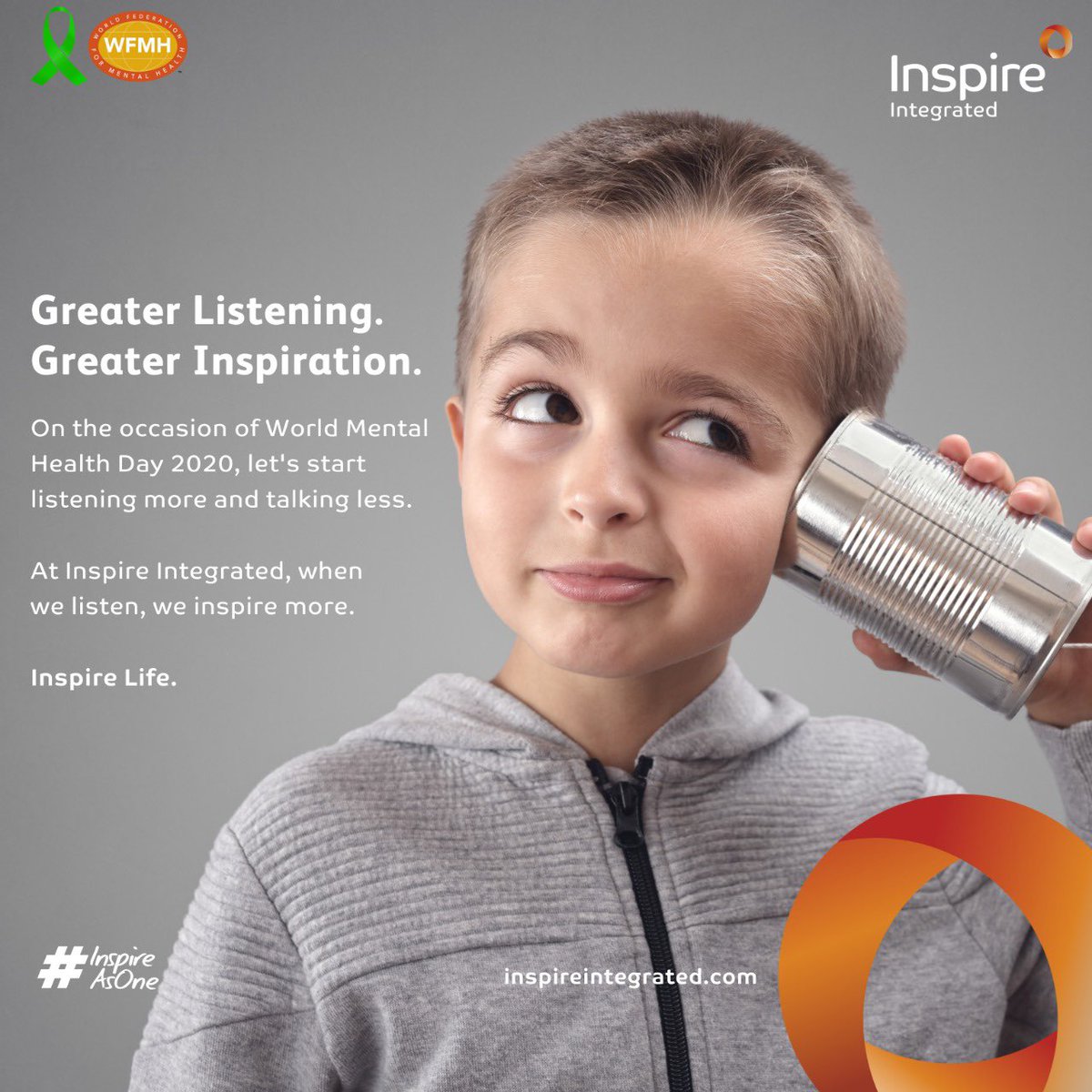 Inspire_Int_Ser's tweet photo. Mental wellness leads to the greater wellbeing of our people. Today we celebrate World Mental Health Day 2020. On this day, we reaffirm to inspire our people in all their mental health needs.
#InspireWellness #InspireLife #WorldMentalHealthDay2020 https://t.co/kBO5nFqSXu