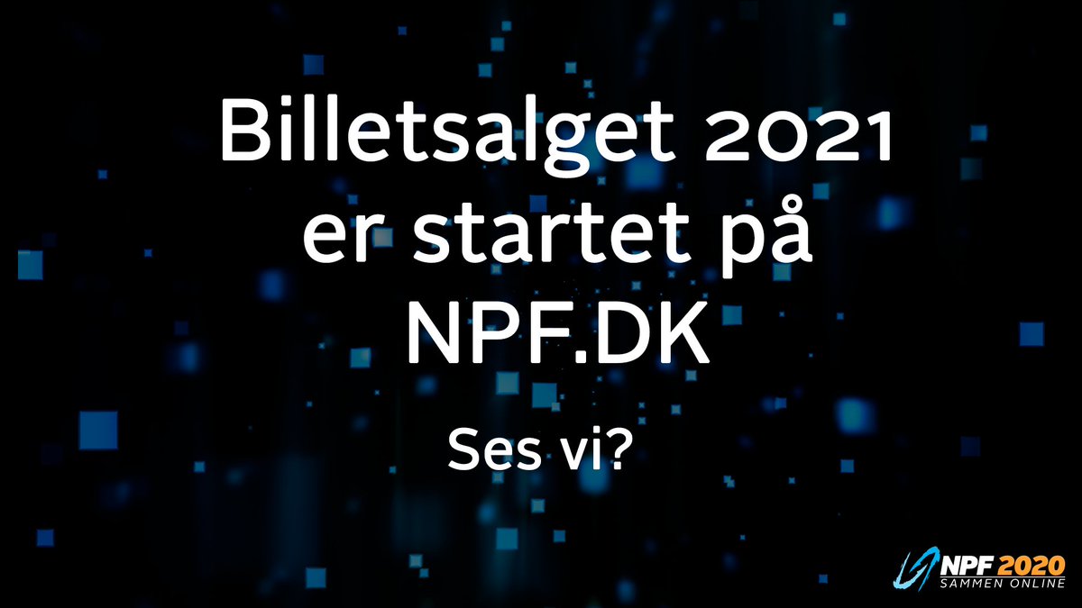 Billetsalget for 2021 er sat igang!

Vi har valgt at åbne vores billetsalg til 2021! Derfor kan du allerede på nuværende tidspunkt gå ind på NPF.dk, og købe din billet. Der er rabat og hente.

Se mere her: npf.dk