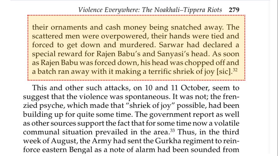 52/n Rajen Babu's chopped head gave them enormous joy. Why not, there was also a special reward for his "head". Source: Communalism in Bengal, pg 279I just feel how much joy would they have drawn by making 400 stabs to  #AnkitSharma