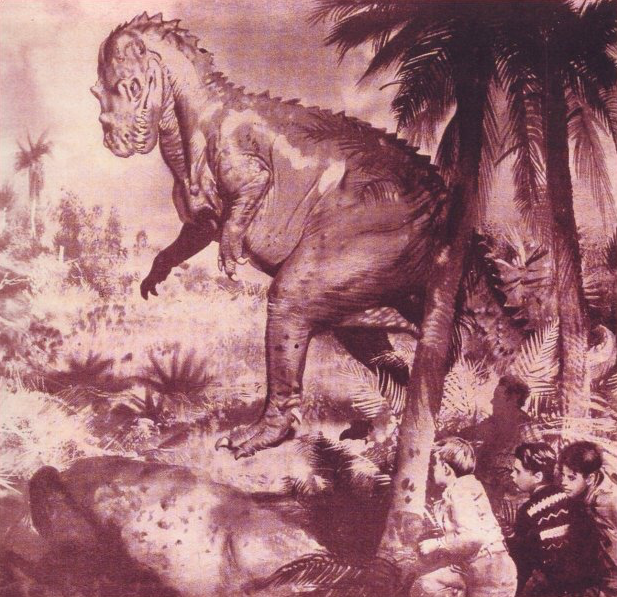 Burian did make a painting for the movie, featuring a Ceratosaurus more in line with the tubby fellow from the film. I don't know how this was used, if for a movie poster or preproduction art or...? It's a great image, though.