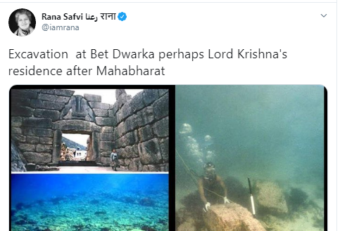 Rana Safvi posted a picture. She claimed that this structure was found during excavations from Bet Dwaraka (Gujarat). But is that really so?  https://twitter.com/iamrana/status/546631296143728641