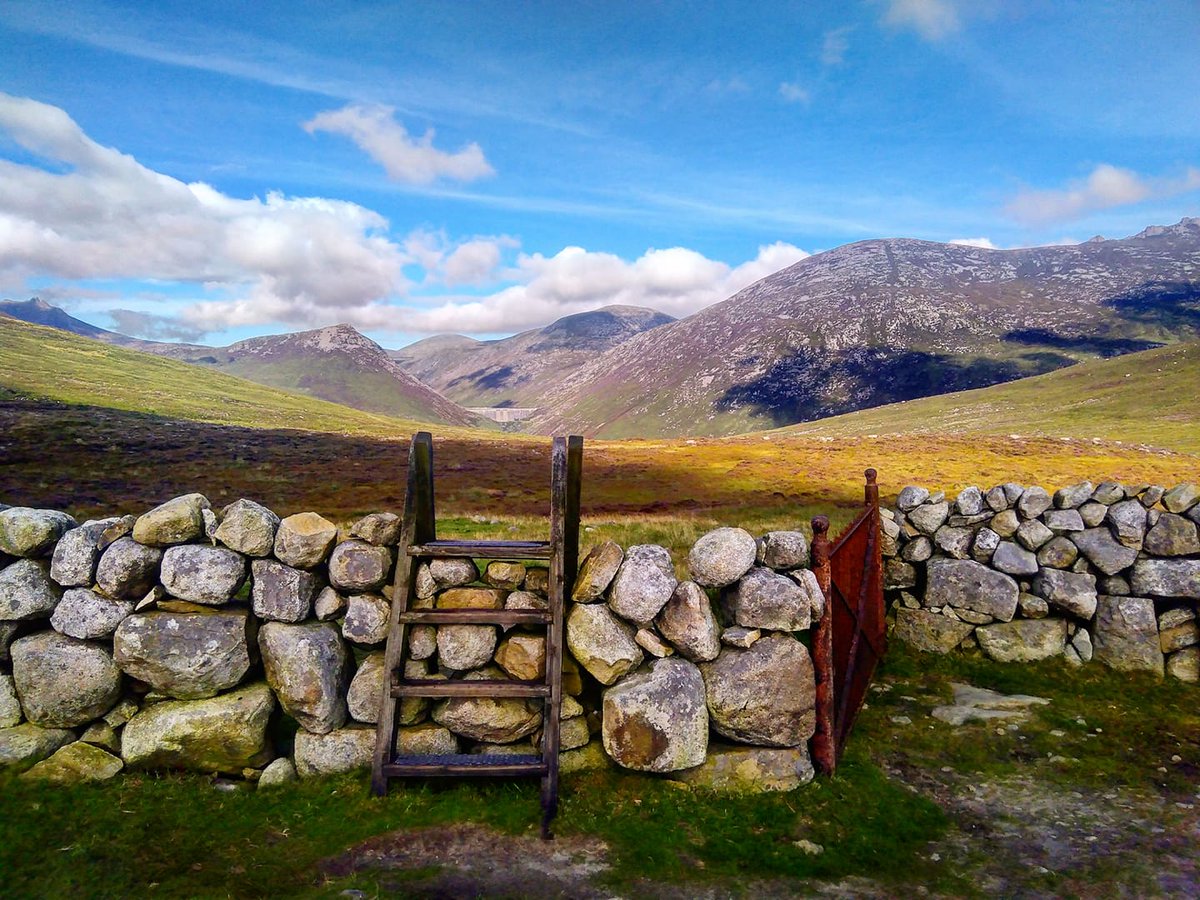 Beautiful Mourne Mountains, Co  #Down, N  #Ireland. Mournes are made up of 12 mountains with 15 peaks & include the famous Mourne wall (keeps sheep & cattle out of reservoir)! Area of Outstanding Natural Beauty. Partly  @NationalTrustNI. ©Daniel Mcevoy (with lovely cat!)  #caturday