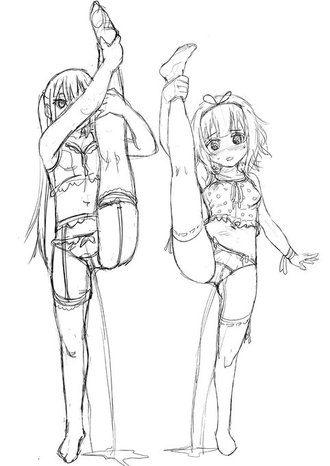 BLOOM始まるので、シャロちゃんリゼちゃんのおしっこらくがき。もしかしたらクリーンアップして簡単に色入れるかも 