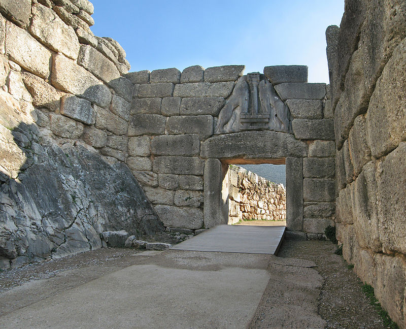 In reality, this is the world famous "Lion Gate" of Mycenae in GREECE and dates back to c.13th century BC. It is the only surviving Monument of Mycenaean sculpture. It is 941st on the list of UNESCO world heritage sites. https://whc.unesco.org/en/list/941/gallery/