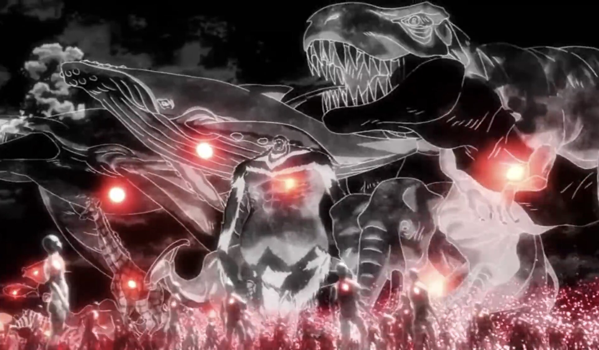 تويتر 進撃の巨人垢 على تويتر 進撃の巨人 進撃の巨人133話 過去に羽の生えた 獣の巨人 がいた 進撃の巨人 Season2のopに映っていたのは歴代の獣の巨人で間違いないだろう そうすると羽の生えた巨人 え 亀とクジラが空を飛んでいたのか 笑 T Co