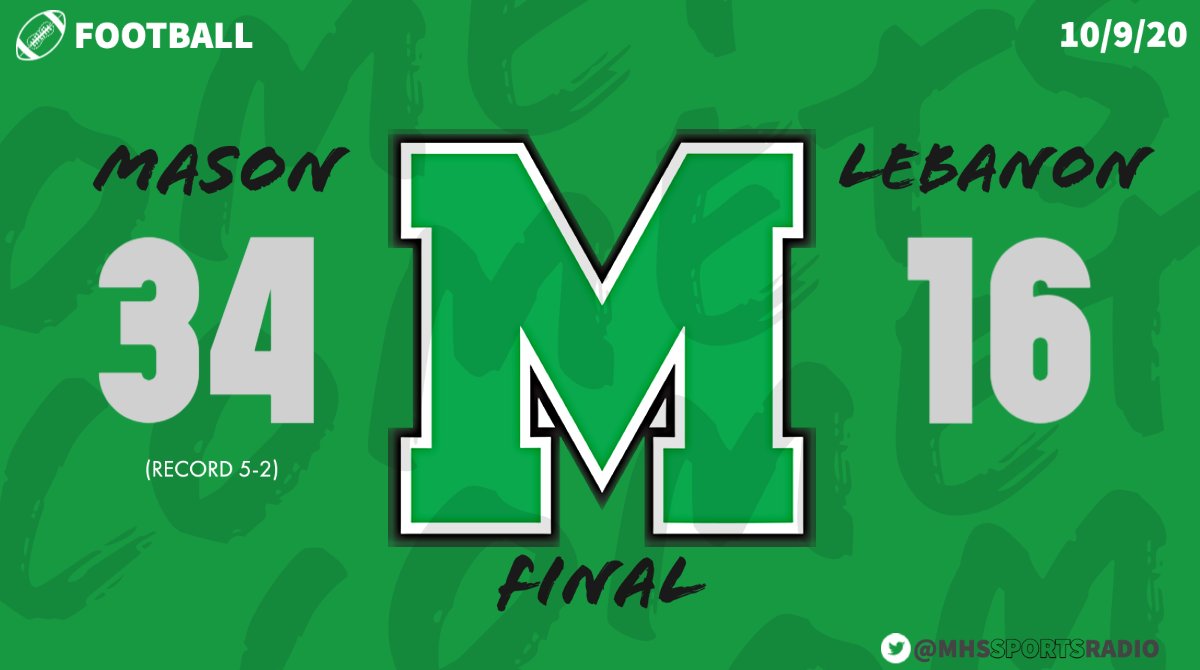 Mason Sports Radio (@mhssportsradio) on Twitter photo FINAL SCORE REPORT
<a href="/MasonCometsFB/">Mason Football</a> wins advance in D1 play-offs, next up Colerain 10/16 at Mason. FINAL SCORE REPORT
<a href="/MasonCometsFB/">Mason Football</a> wins advance in D1 play-offs, next up Colerain 10/16 at Mason.