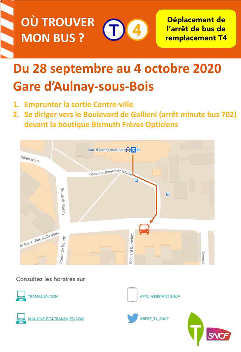 Rer E T4 On Twitter Tramt4 A Aulnaysousbois L Arret Des Bus De Substitution Du T4 A Ete Deplace Retrouvez Les Informations Sur La Page Travaux Du Blog Du Rere Tramt4