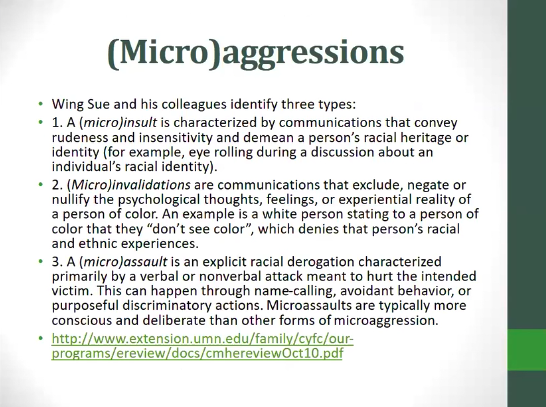 She's particularly focusing on microaggressions here, but makes the argument that we should stop calling them micro "because they hurt"