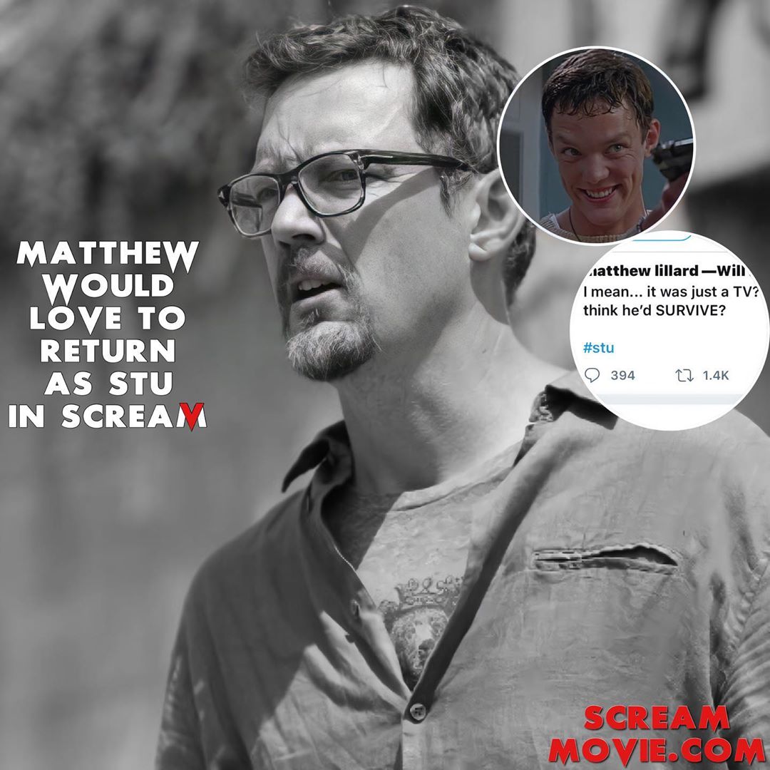 ScreamStatus's tweet photo. WE NEED STU in scream 5 it would be a big twist and no one would see it coming I mean you can survive a hit from a tv right?
#ghostface #scream #scream2 #scream3 #scream4 #scream5 #mtvscream #screamtvseries #screamresurrection #nevecampbell #sidneyprescott #scream2022 https://t.co/treN6Die9K