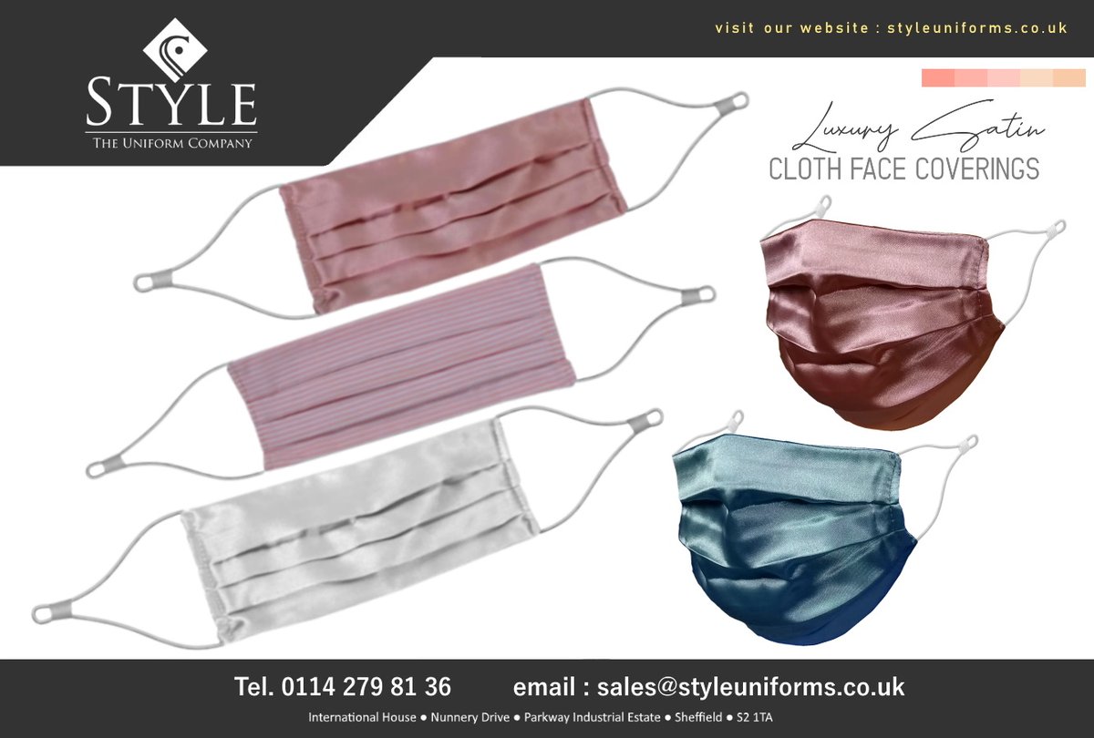 garmentec's tweet image. Luxury face coverings handmade in the UK by Style Uniforms - experts in design and manufacturing. Always something a bit different. styleuniforms.co.uk/face-masks-and… #facemask #facecovering #clothmask #ppe #satin #luxury