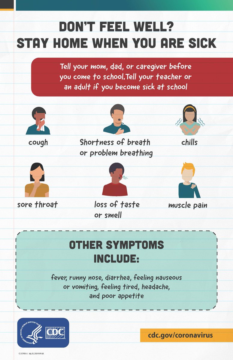 As we reopen our school buildings for our Cohort No. 1 special education students this week, parents &amp; students are being asked to self-monitor their symptoms at home. Here are the signs &amp; symptoms families should check for as we return to in-person learning.
#oneCCPS #CCPSstrong