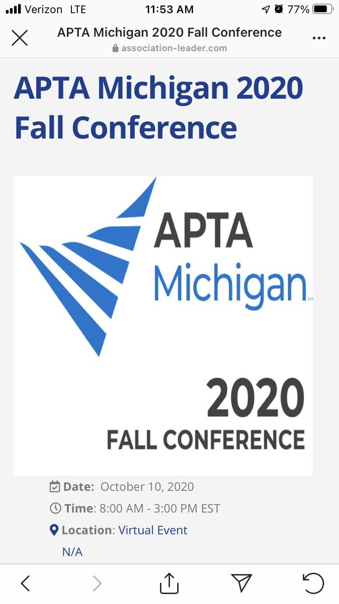 APTA-Michigan’s Fall conference is coming Saturday October 10th. Checkout our podcast feed for a short preview. Link in bio for conference website and to register. #ptpodcast #virtualconference #fall2020 #aptami #apta