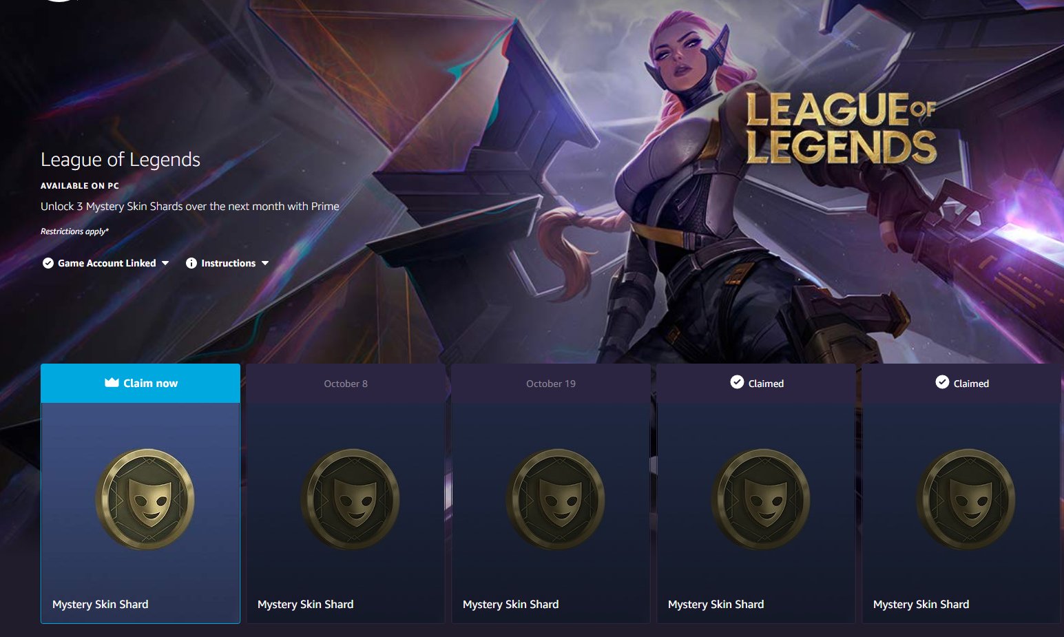 moobeat on X: New LoL Twitch prime loot is up! Get a mystery skin