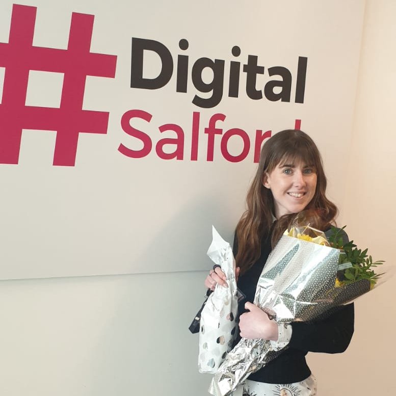 HOSTSalford's tweet photo. Today is a sad day for us at The Landing as we say goodbye to our Holly 😢 Holly started with us 2 years ago as a Marketing Apprentice and we have watched her bloom into an amazing talented young lady who is now moving into a Comms role at Salford City Council. You go girl! https://t.co/rYwNyHRZd8