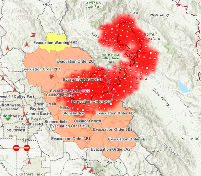 EVACUATIONS  #GLASSFIREAll mandatory evacuations & warnings remain in place. There have been new evacs put in place for Calistoga and Santa Rosa. Please refer to the following maps for informationNAPA   https://tinyurl.com/NapaEvacsClosures SONOMA   https://tinyurl.com/SoCoEvacMap1  8/15