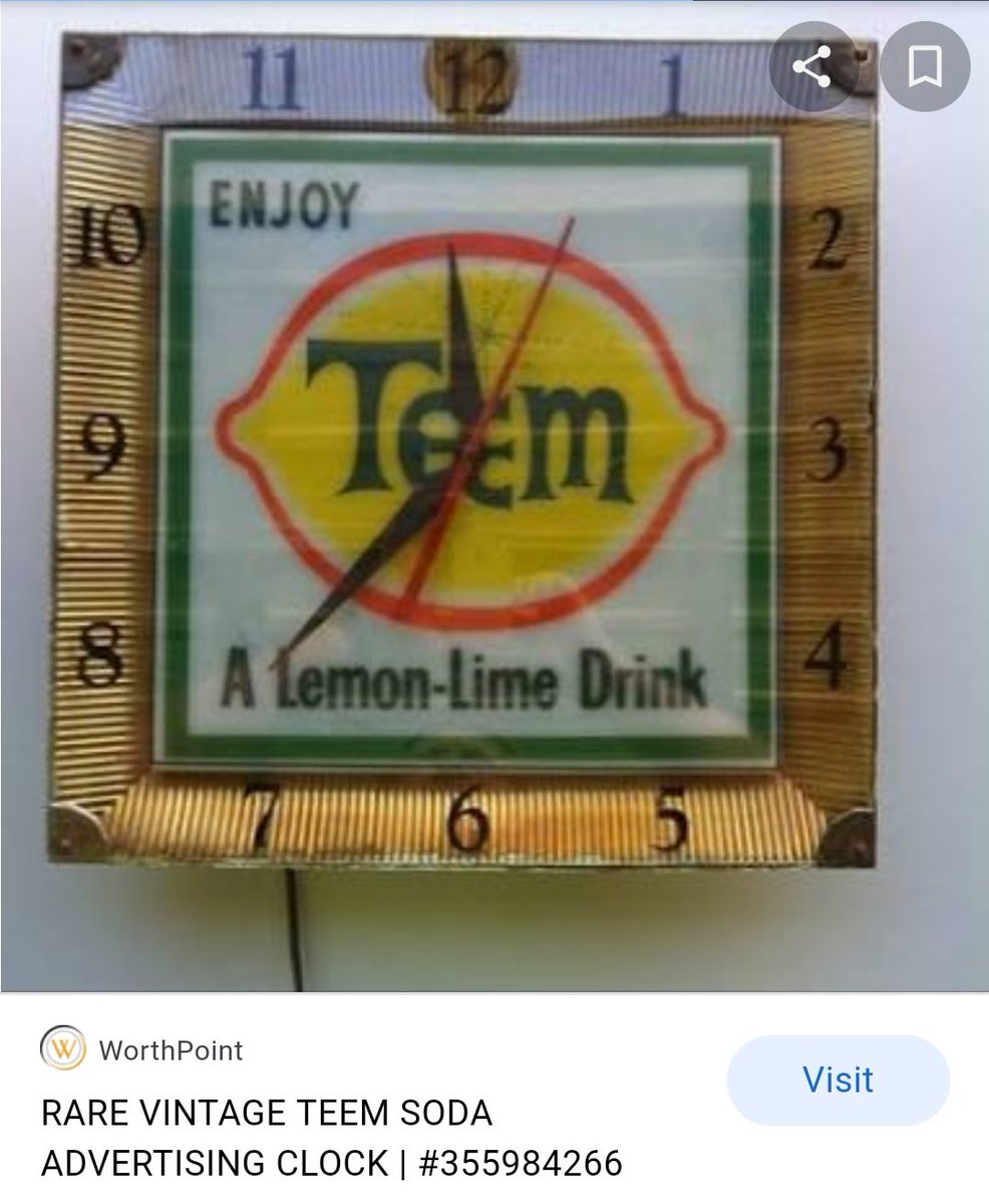Teem - lemon lime drink, familiar huh? yes it is mentioned in poppin' star. teem was introduced on 1960s and used an advertising clock which is rare to find now. clock- hour idk if i connect shit omg i'm sorry