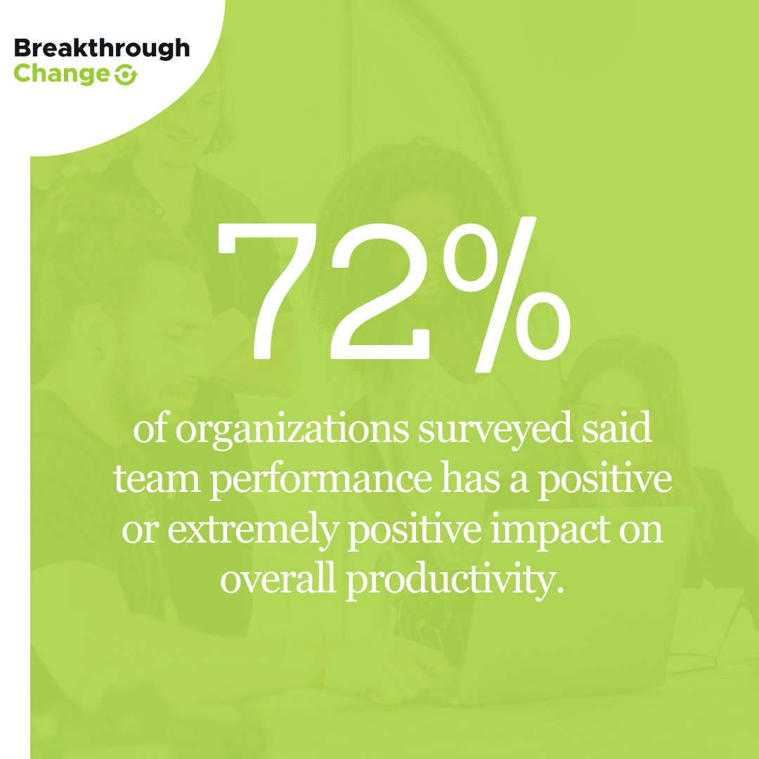 Breakthroughch3's tweet photo. 💪 Team performance is the result of more than one person working together toward achievement of a common goal. Results, specifically business results, are most impressive when teams are high-performing. 

#BreakthroughChange #Teams #HighPerformanceTeams #Business #Statistics https://t.co/JZ2hZtItaj