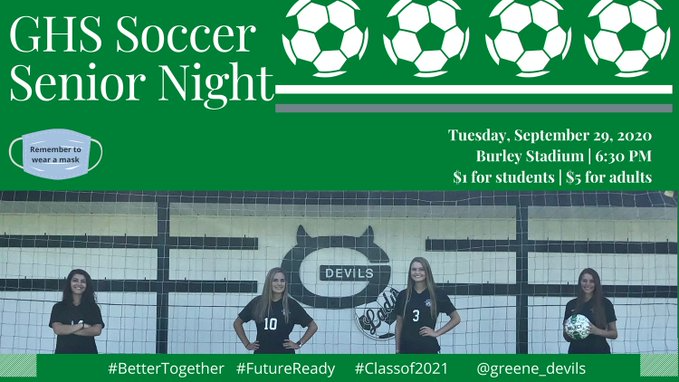 Make plans to cheer on the GHS Women's Soccer Team inside Burley Stadium THIS Tuesday, as GHS celebrates these seniors! #BetterTogether #Classof2021 edl.io/n1305420