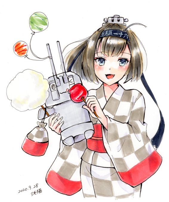 お祭りを楽しむ秋月ちゃんと長10cm砲ちゃん。

#艦これ版深夜の真剣お絵描き60分一本勝負
#艦これ版真剣お絵描き60分一本勝負_20200928
#艦これ #秋月 #コピック 