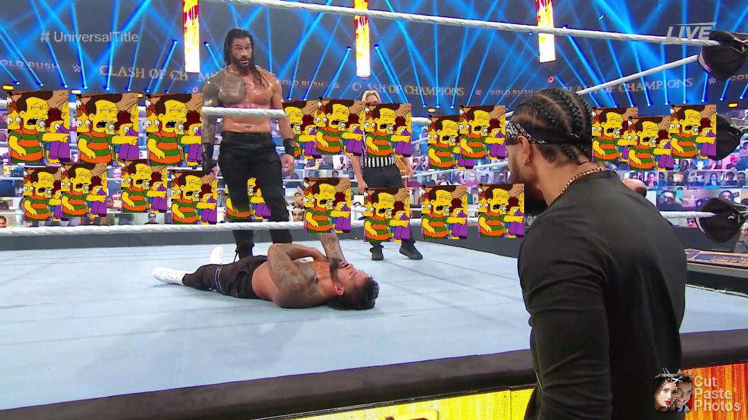 SimpsonsWWE's tweet image. Stop, stop! He’s already dead...

Credit @MikeyInnes 
#ClashOfChampions