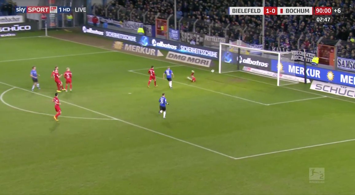Janelt is clearly a team player. Here he is doing a stint in goal after his side go a man down against future champions Arminia Bielefeld. He gets down well but did concede as Bochum eventually go down 2-0.