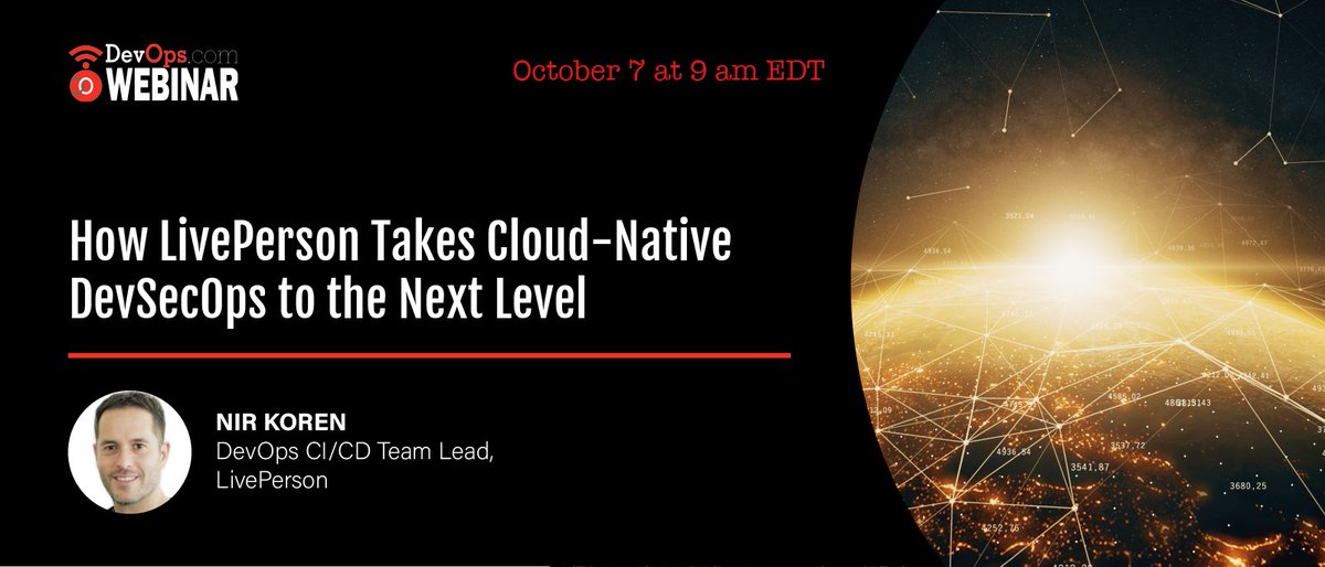 devopsdotcom's tweet photo. Join @KorenNir, DevOps CI/CD Team Lead at @LivePerson as he discusses how @LivePerson integrates security scans in their CI/CD for more than 300 microservices, on October 7th during our free webinar starting at 9AM ET here: https://t.co/mt1uvBuJtW https://t.co/fPGch9tNBl
