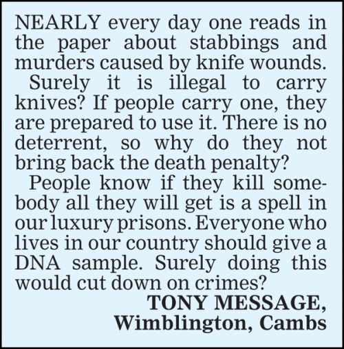 NUMBER 14: "Everyone who lives in our country should give a DNA sample."