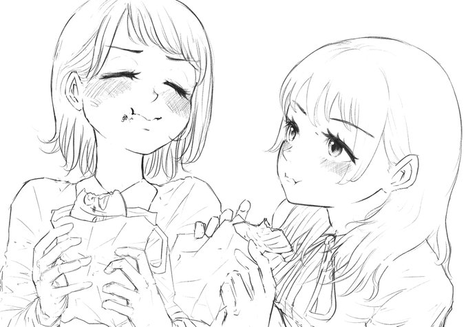「たいやき美味しいねっ」

線画ですこれから塗ってきます✍?✍?
 #絵描きさんと繋がりたい 