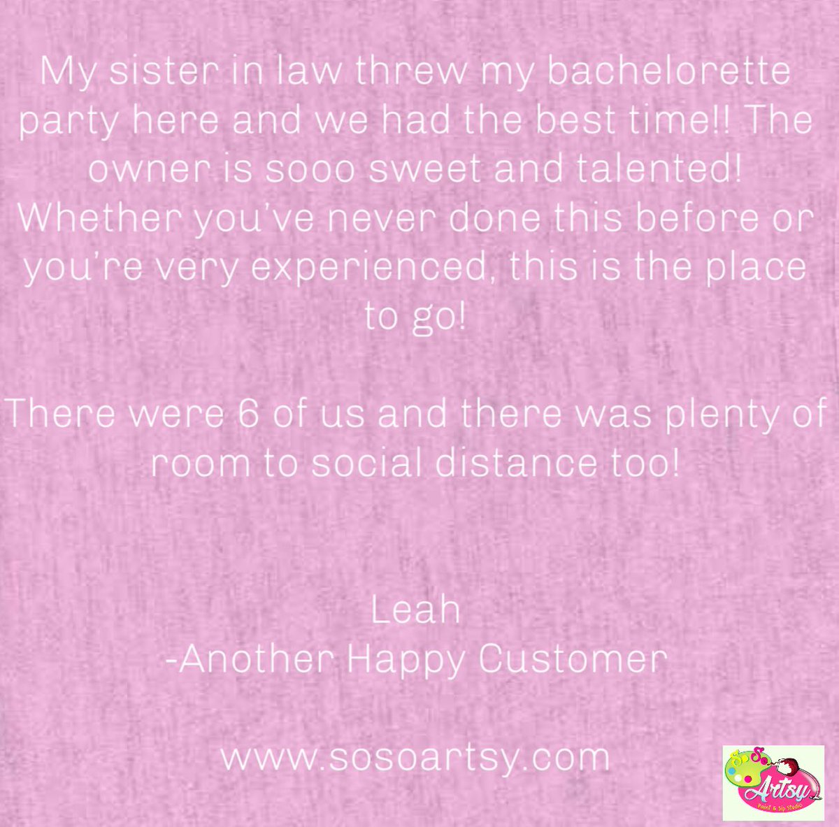 Don’t make customers happy.
Make happy customers!
•
•
#happy #customers #happycustomer
#sosoartsy #priceless #girlfriends #anyday #experience #fun #intimate #saturday #friday #sunday #paintandsip #weekend #artparty #somethingdifferent #daytime #330 #night #day #sipnpaint #wine https://t.co/rKvjT99w1D