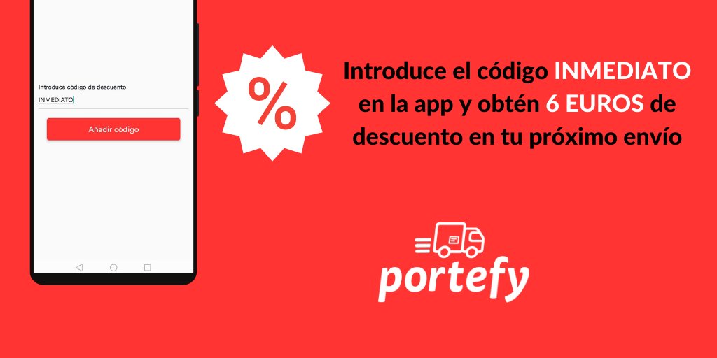 📅¡Es lunes! Esta semana tienes que llevar algo a un lugar, pero no tienes tiempo ni ganas... ¡¡Lo hacemos por ti!!

Aprovecha el #descuento de Portefy y quítate un peso de encima 
6€ de descuento para enviar lo que quieras 

🏷️Código Descuento: INMEDIATO portefy.com/app.html