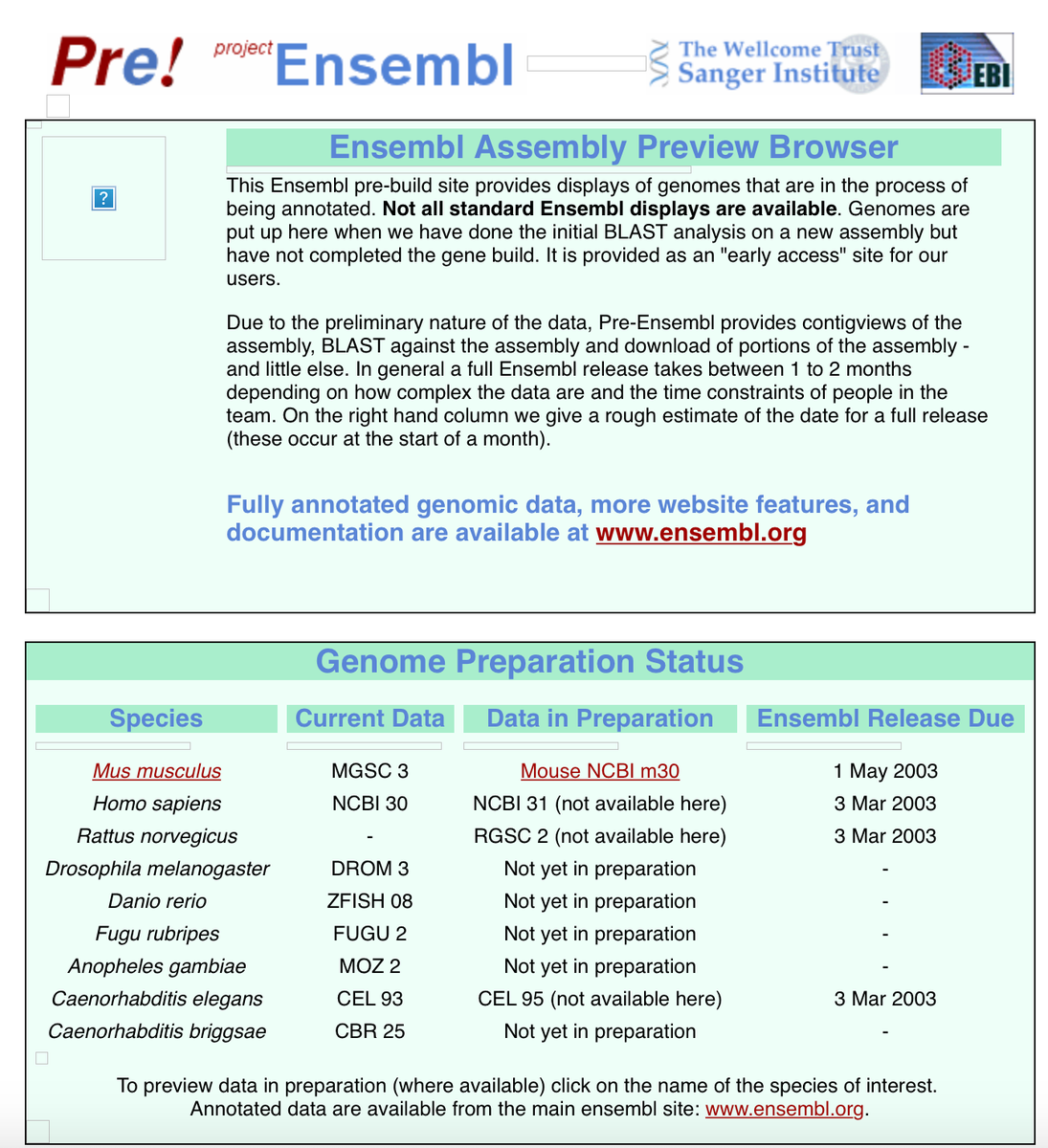 ensembl's tweet photo. The #Ensembl Pre! site (https://t.co/C458Rwuj97) will be retired on 31st January 2021. Find more information, including links to the new Ensembl Rapid Release site, in the #Ensemblblog:
https://t.co/IFqtP5F1LT https://t.co/qmlOTixafN