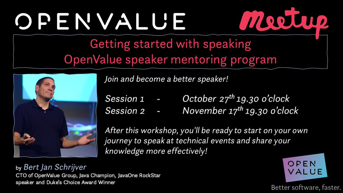 OpenvalueG's tweet image. #OpenValue is all about knowledge sharing. For all #JAVA developers (especially from the #RheinRuhr region) with the same passion and the will to improve: Join our 2 session workshop, conducted by Bert Jan Schrijver (@bjschrijver): 

meetup.com/de-DE/OpenValu…