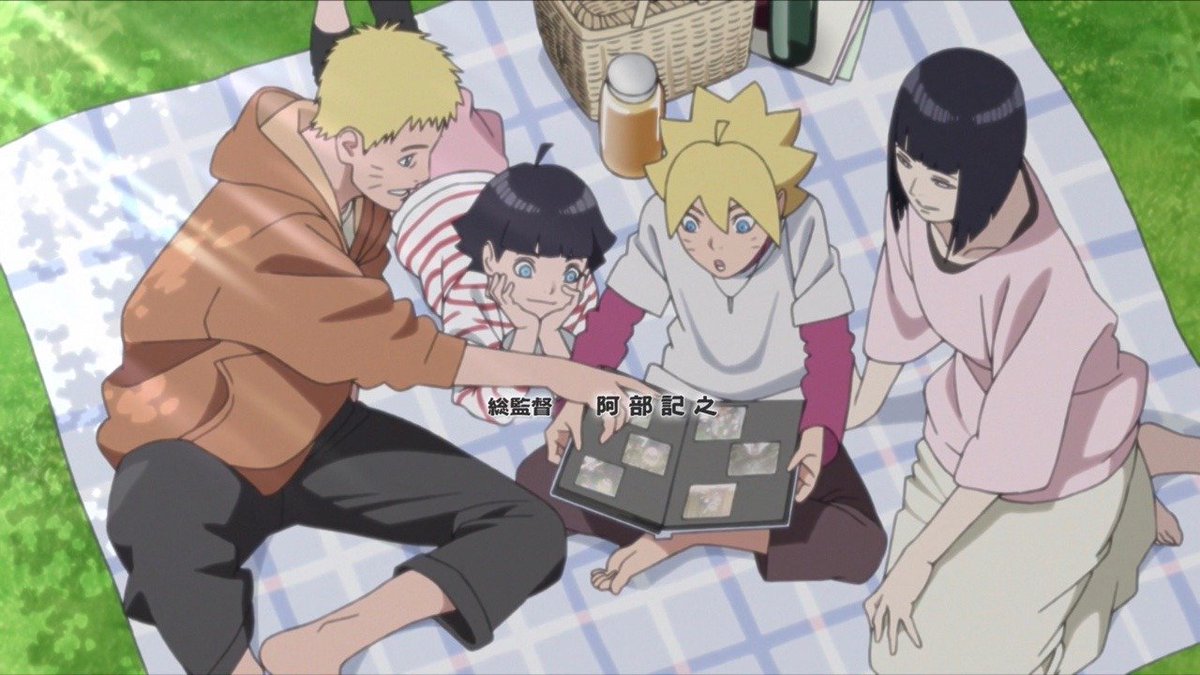 finally seeing naruto and hinata have their own small family with himawari and boruto. their sweet little kids that they loved and protected at all costs. things may not be well at all times but in the end they are the strongest family may it be through +