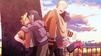finally seeing naruto and hinata have their own small family with himawari and boruto. their sweet little kids that they loved and protected at all costs. things may not be well at all times but in the end they are the strongest family may it be through +