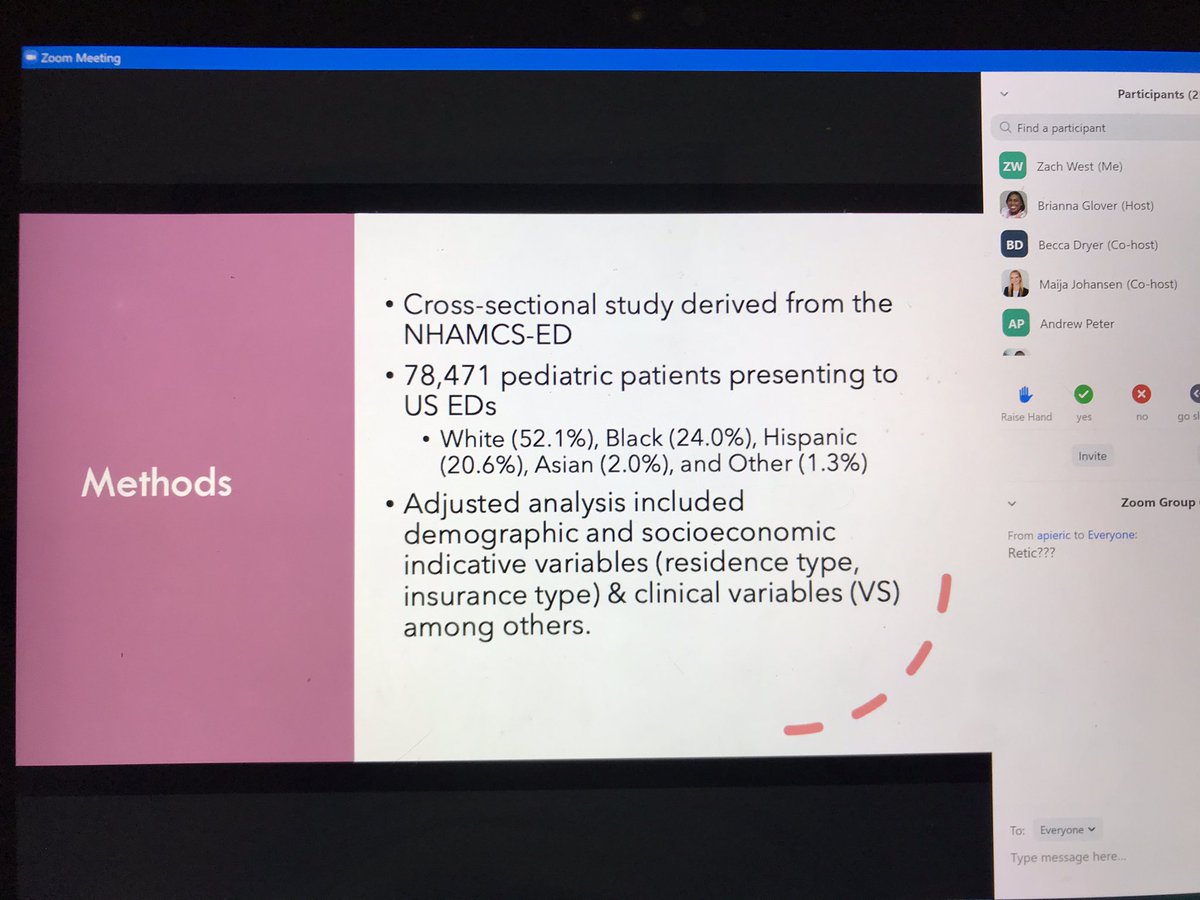 Great to have two all star Emory medical students, @DryerBecca and @LivMaija, present their visual abstract on Racial and Ethnic Disparities in ED Care & Outcomes Among Children in our @EmoryPedsRes morning report. Thank you for helping continue the discussion!