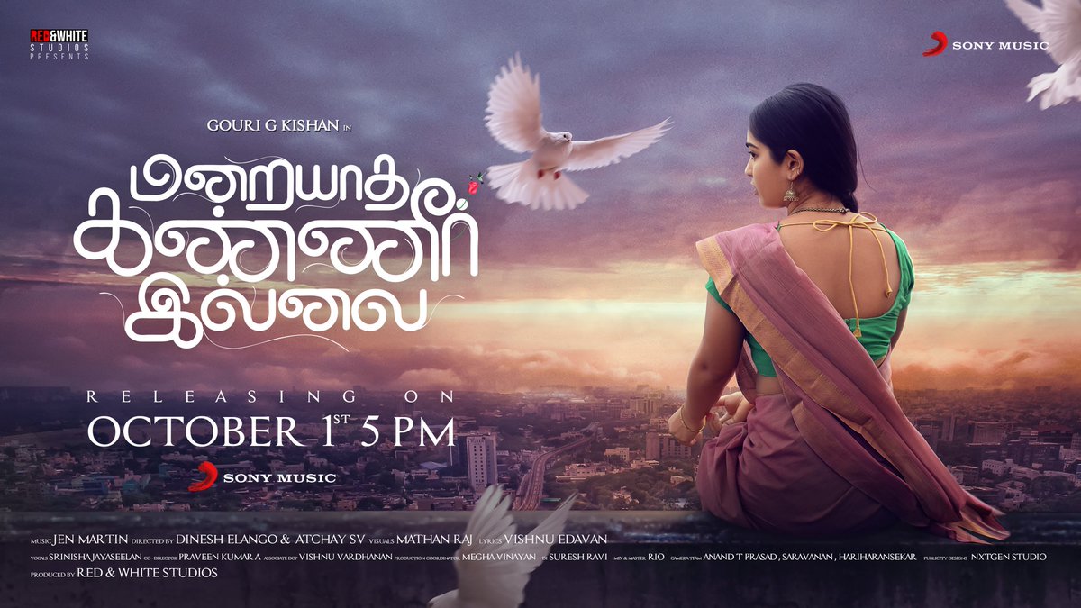 Vish_Offl's tweet photo. Maraiyadha Kanneer Illai - Music Video releasing on October 1st , 5pm 
@sonymusic_south

@redwhitestudios  @Gourayy @mathanrajoffl @DineshElango_ @AtchaySv @JenMartinmusic @VishnuEdavan1 @Vish_Offl

#maraiyadhakanneerillai #mki #redandwhitestudios https://t.co/t80t0z1RO7