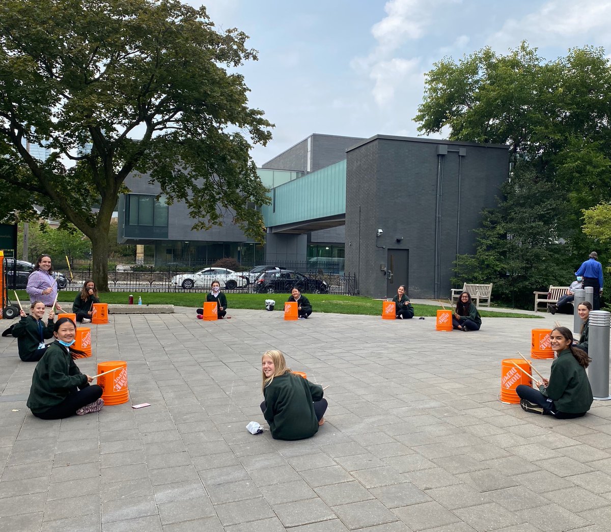 branksomehall's tweet photo. Scott Harbin's Grade 7 Band classes did some "bucket drumming" last week — a creative and fun way to adapt the #BranksomeHall curriculum for #BHFall2020. https://t.co/ERcV5DDToV