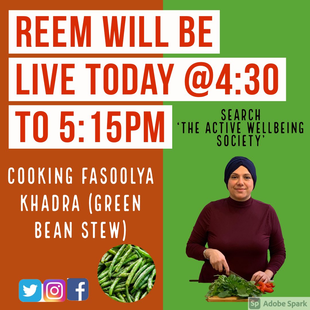 CafeReem's tweet photo. Reem will be LIVE today to teach you how to prepare and cook Fasoolya Khadra (Green bean stew). like and share our video and look out for our new cooking classes on our website coming soon #mamareemskitchen #greenbean #stew #virtualteaching #middleeasternfood #classes #TAWS https://t.co/ZmQNkXEZGN