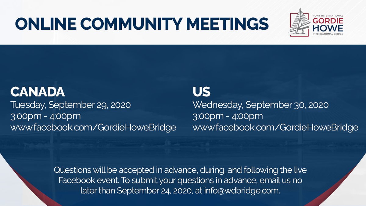 Tune in to our quarterly Community Meetings tomorrow and Wednesday to hear the latest project design and construction updates. The meeting on Sept 29 will focus on CDN project components and the meeting on Sept 30 will focus on US project components. A live Q&amp;A will follow.
