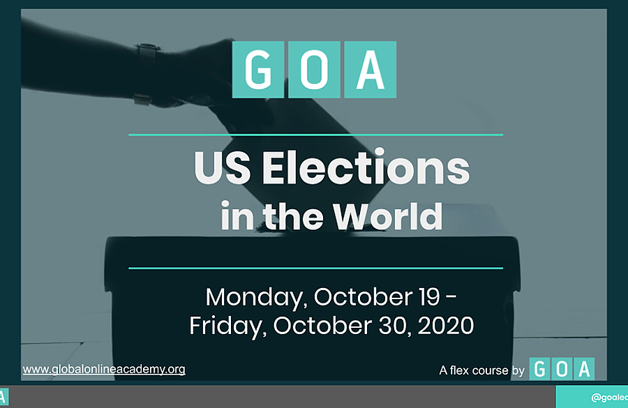 GOAlearning's tweet photo. Our next flex course, U.S. Elections in the World, starts Oct. 19. This short course will look at this historic election through the lens of global issues like the environment and security. Open to GOA member school students at no additional cost Join: https://t.co/2JApzwlXE9 https://t.co/6MQ1oFlMft
