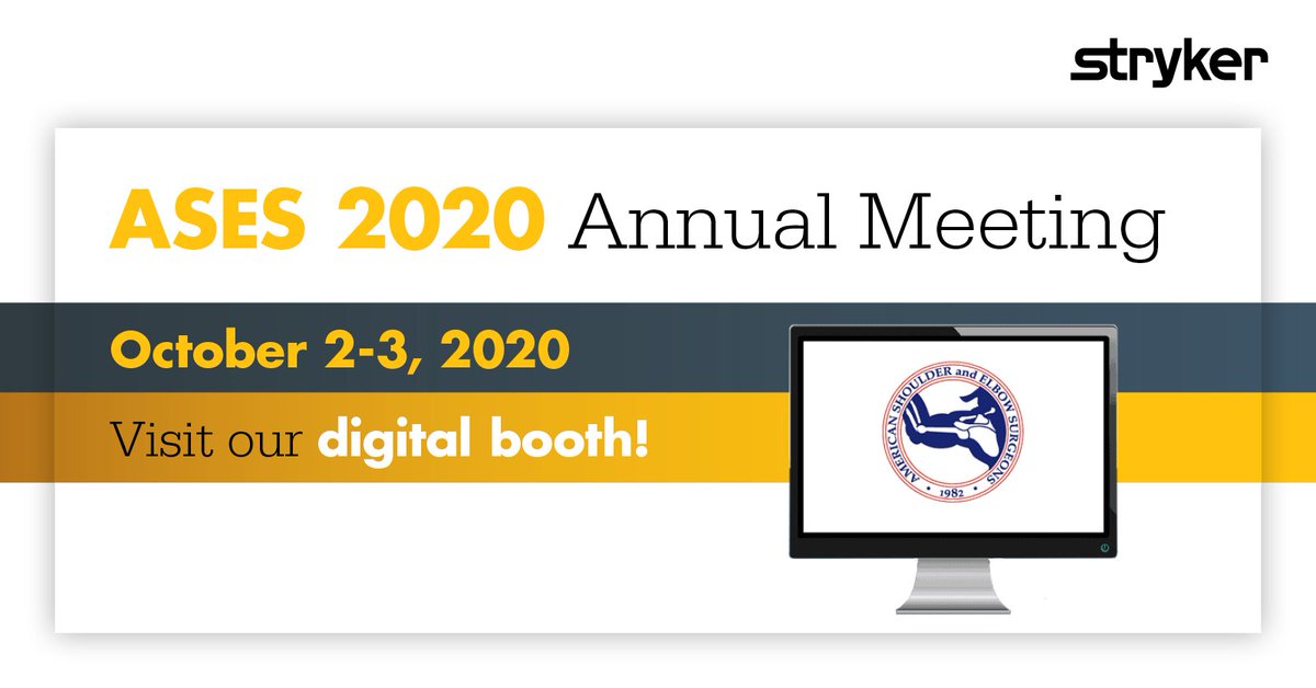 ASES 2020 starts this week! Stop by Stryker's virtual booth Thursday and Friday, October 2-3 and see how we offer a shoulder solution for any stage. ow.ly/DdRB50BD2OE