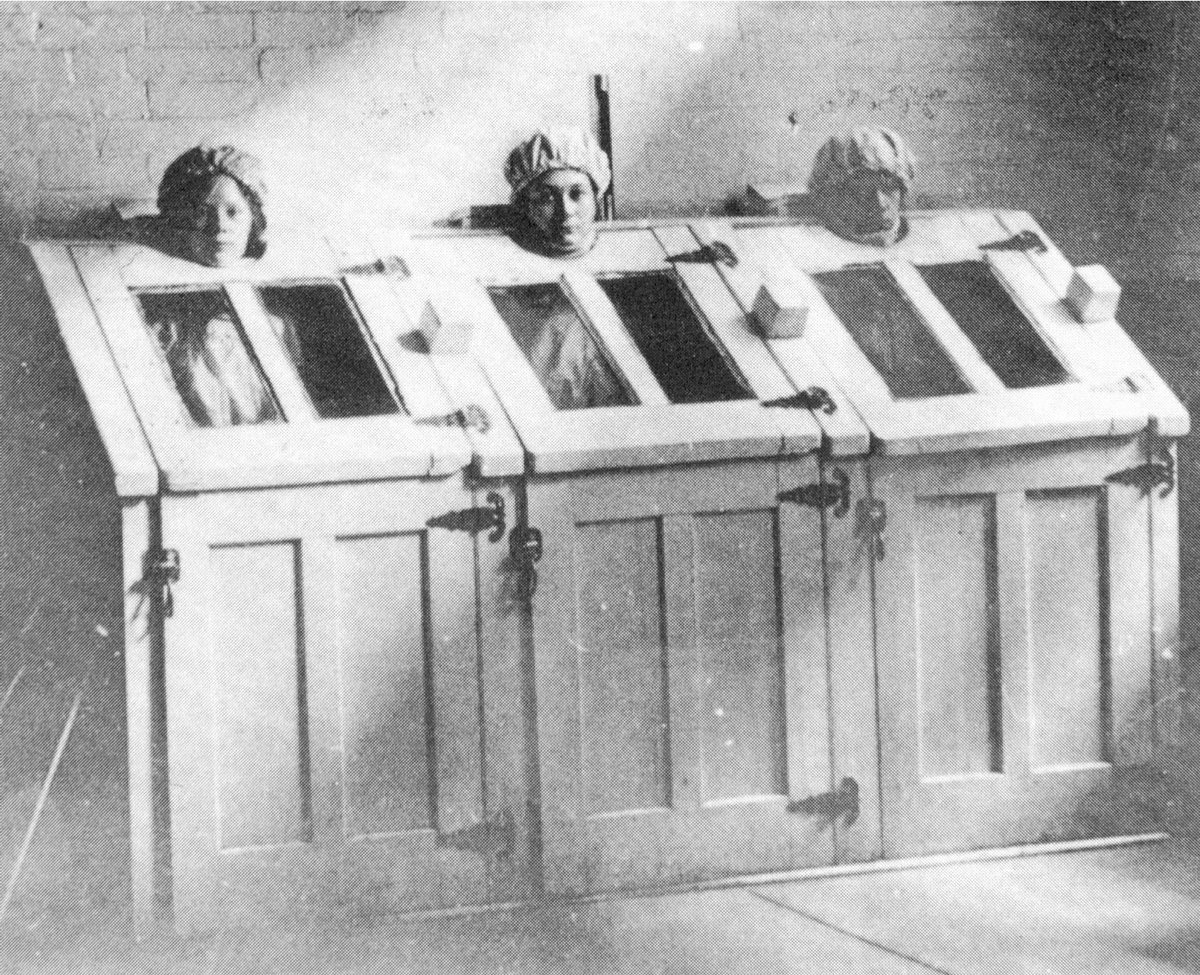 these asylums had horrible conditions, and the doctors would preform brain surgery, electroshock therapy, and multiple other experiments on us because we didn't "fit in society" anyway. we were used as guinea pigs, treated as less than human, just for being different