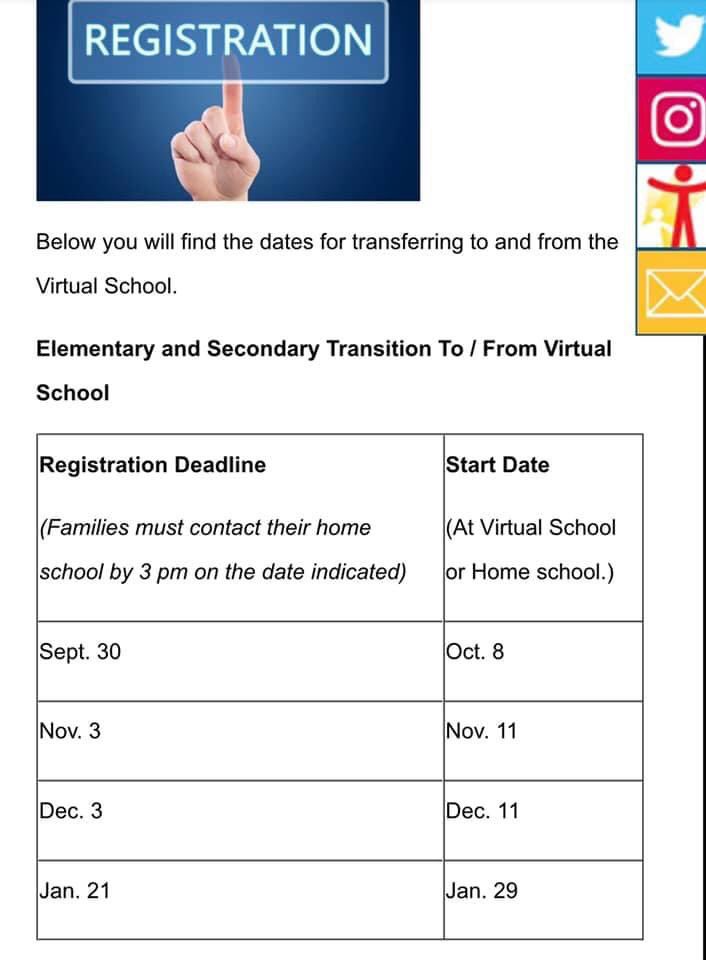 HPEschools's tweet photo. Dates for transferring to and from our K-12 Virtual School are available on the website https://t.co/65bGE36lZu. Follow the school’s Twitter account to receive school specific information/communications @HPE_VSchool #HPEVirtual https://t.co/BCYKvSVBej