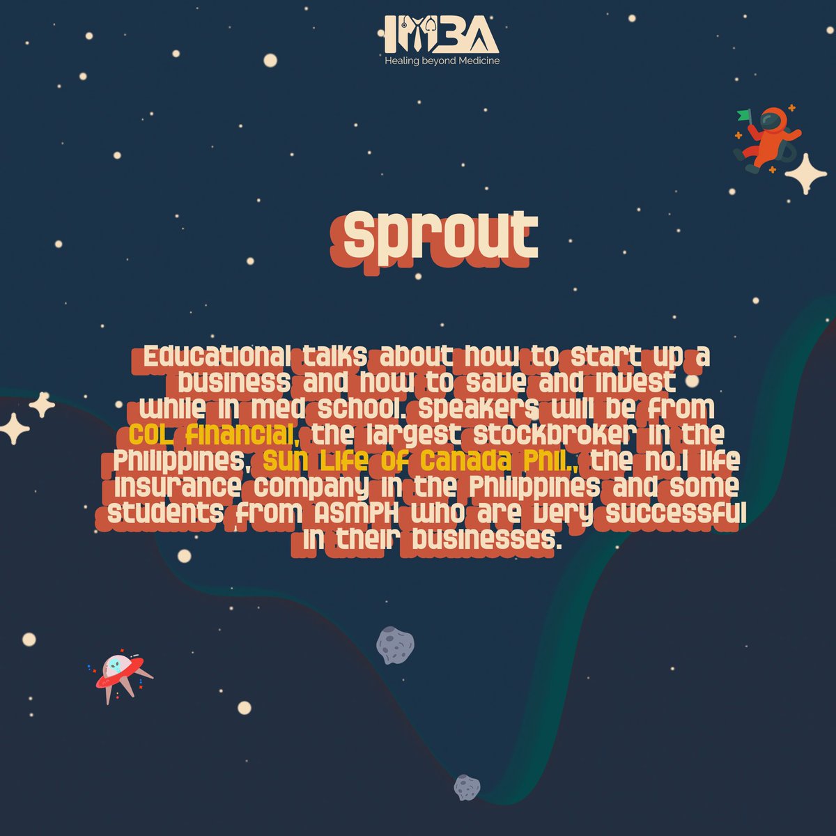 imba_md's tweet photo. In this other world that is med school, we would like to welcome you to IMBA. We will show you that that the limits that held you back no longer exist &amp; the sky has no limit. 🚀
 
Are you ready to go out of this world? Join IMBA and take your place among the stars! 🌟 https://t.co/wevWPN6nhC