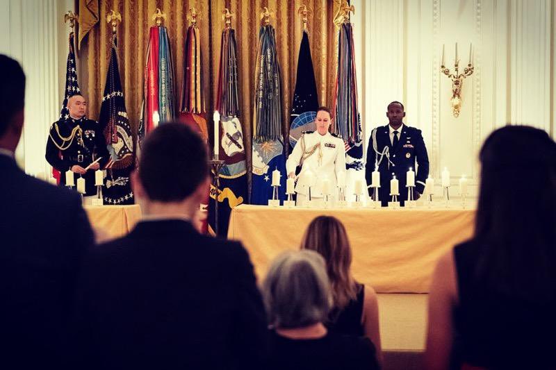 FLOTUS45's tweet photo. Last night we recognized our #GoldStarFamilies with a moving candlelight ceremony to remember those taken from us too soon. Thank you to our #GoldStarFamilies &amp; #GoldStarMothers as we gathered to honor the memory of your loved ones for their sacrifice &amp; bravery. https://t.co/WOhmwTcGAR