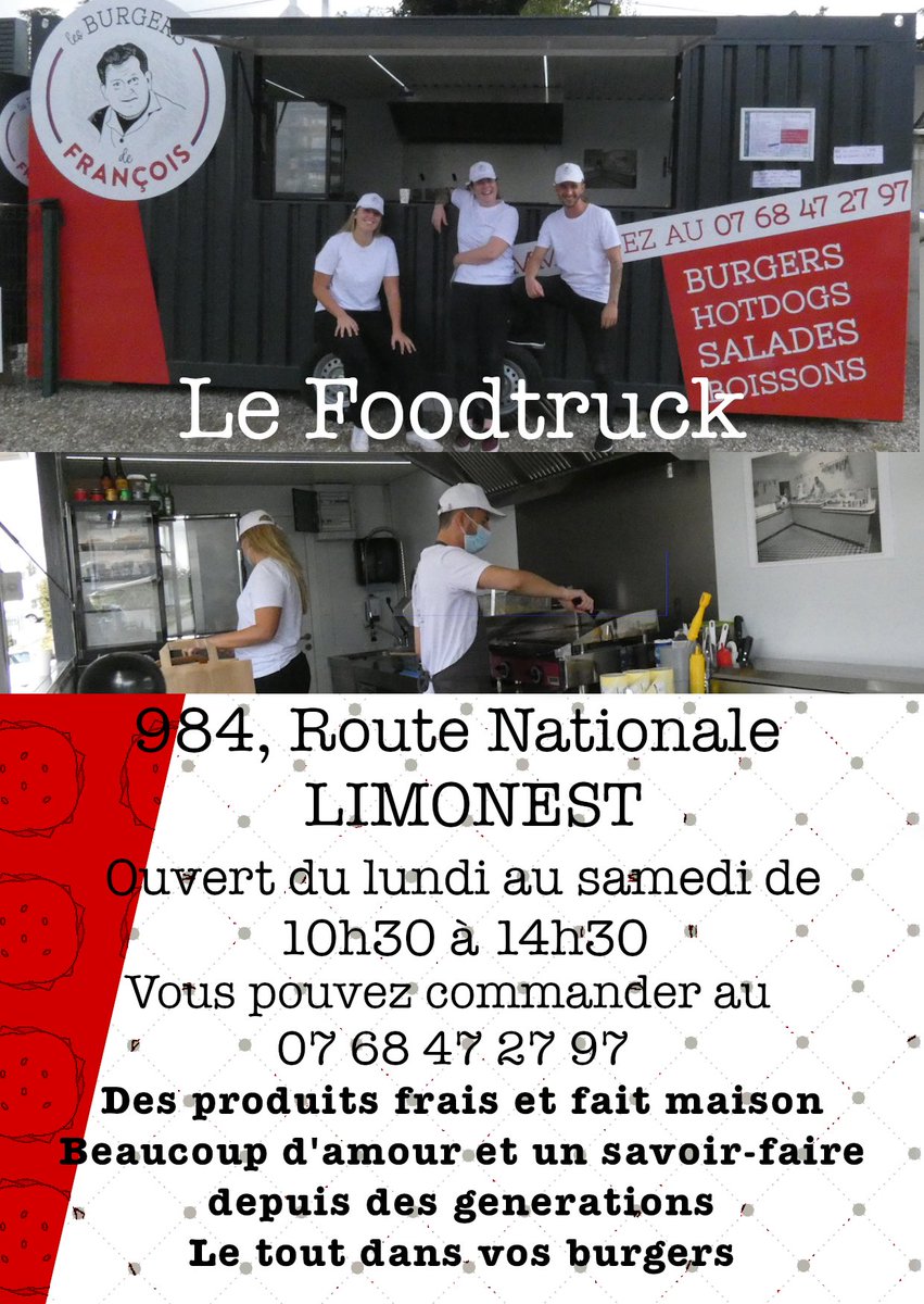 ForelNicolas's tweet photo. OUVERTURE à Limonest LES BURGERS DE FRANCOIS un concept de Food Truck dirigé par Emma Forel et accompagnée par sa team, c’est 👍 https://t.co/PrVTvEco7T