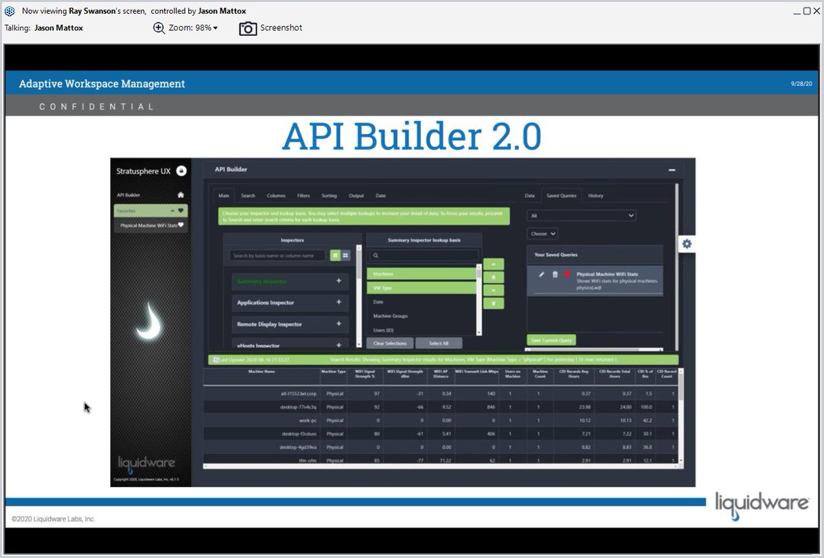 wonder_nerd's tweet image. Oh this is nice... I've got plans for the #APIbuilder 2.0 coming from @liquidware in the future... Just got to see it on the #insidetrack2020 This will be spiffy... I can't wait!!! 😍 #EUC #VDI