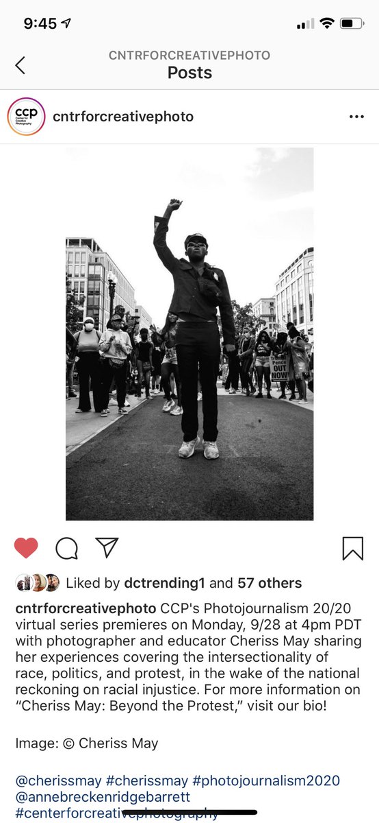 cherissmay's tweet photo. Beyond The Protest virtual talk today! 7pm EST Join me with the @cntrforcreativephoto and in conversation and Q&A with CCP director Anne Breckenridge Barrett. Link in my bio. Thank you!
#
#cherissmay #storyteller #centerforcreativephotography #beyondtheprotest https://t.co/Hrw8MF1HeN