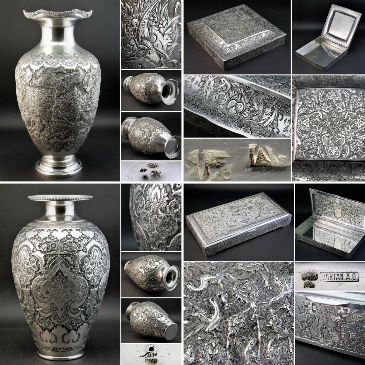 Phoenixchild0's tweet photo. Available now this superb collection of Persian Silver. For further details on this and our other listings, please click through this link - https://t.co/RI9unLYm9G #Antiques #Silver #Sterlingsilver #Persiansilver #Isfahan #Isfahansilver #IslamicSilver #persianart #Ottomansilver https://t.co/uFwGaWnI6o