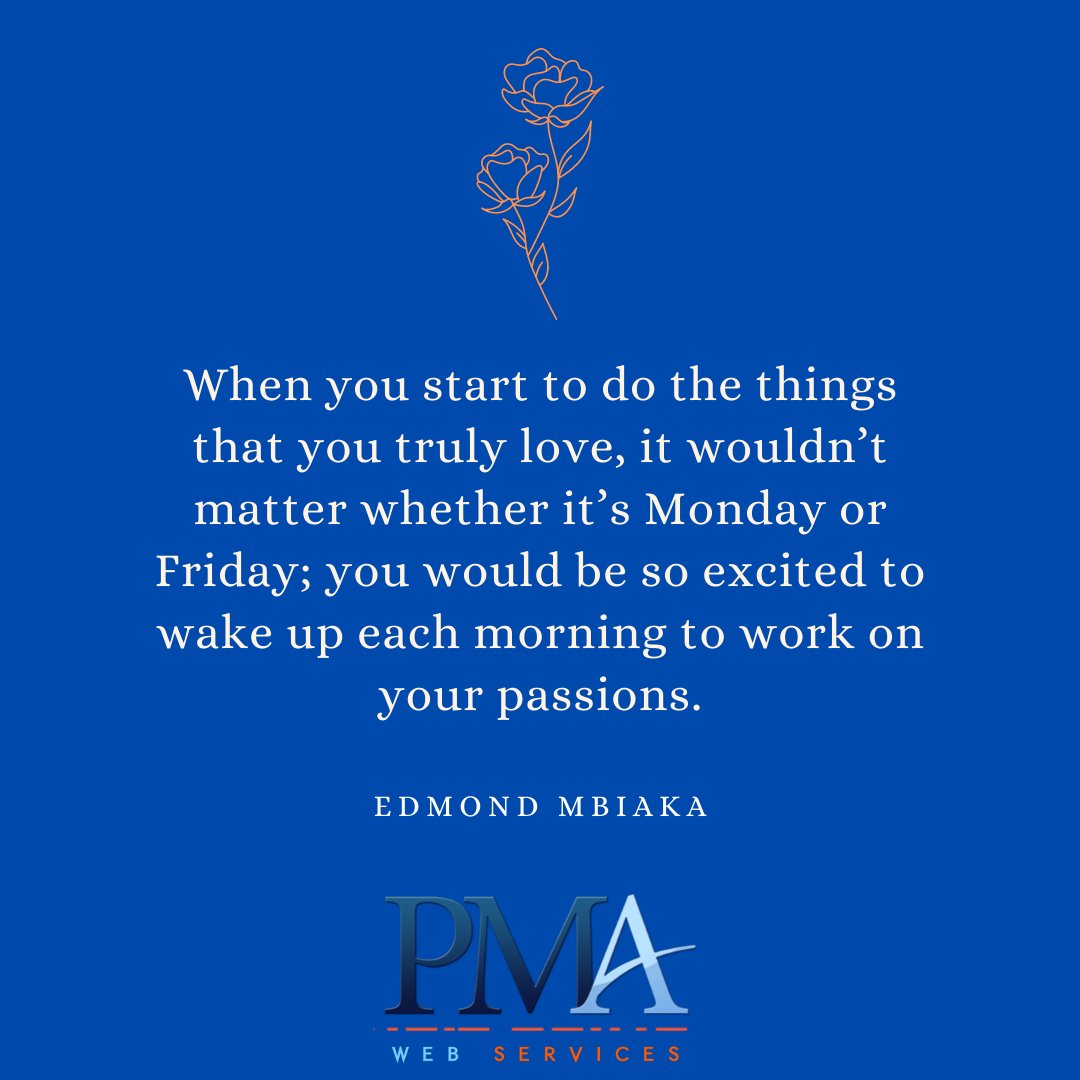 pmurrah's tweet photo. 💫 When you start to do the things that you truly love, it wouldn’t matter whether it’s Monday or Friday; you would be so excited to wake up each morning to work on your passions.

-Edmond Mbiaka

#growthmindset #entrepreneur #keystosuccess #positivemindsetdaily https://t.co/4grXvby6gC